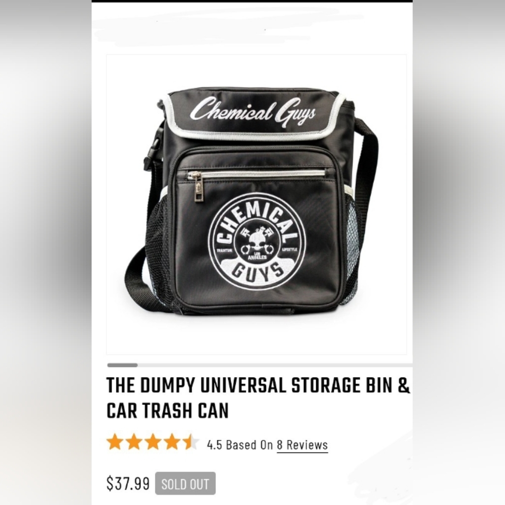 NWT The Dumpy Universal Car Multi-use Storage Bin & Trash Can, Chemical Guys